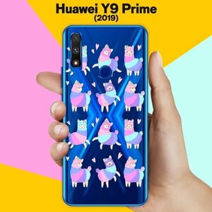 Силиконовый чехол на Huawei Y9 Prime 2019 Фиолетовые ламы / для Хуавей У9 Прайм 2019