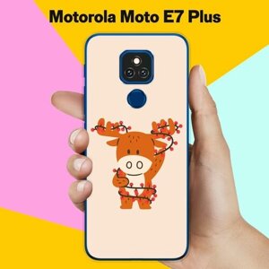 Силиконовый чехол на Motorola Moto E7 Plus Олень / для Моторола Мото Е7 Плюс