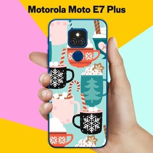 Силиконовый чехол на Motorola Moto E7 Plus Узор новогодний / для Моторола Мото Е7 Плюс