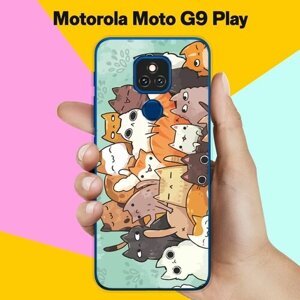 Силиконовый чехол на Motorola Moto G9 Play Много котов / для Моторола Мото Джи9 Плэй