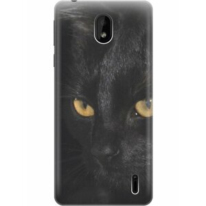 Силиконовый чехол на Nokia 1 Plus, Нокиа 1 Плюс с эффектом блеска "Черная кошка"