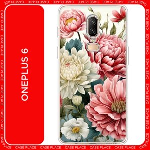 Силиконовый чехол на OnePlus 6 / ВанПлас 6 Садовые цветы рисунок