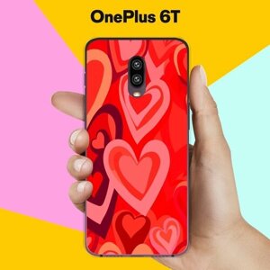 Силиконовый чехол на OnePlus 6T Красные Сердца / для ВанПлас 6Т