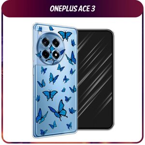 Силиконовый чехол на OnePlus Ace 3/12R / Ван Плас Асе 3/12R "Синие бабочки", прозрачный