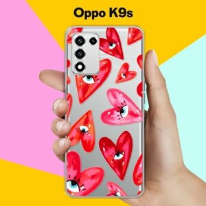 Силиконовый чехол на Oppo K9s Сердца / для Оппо К9 С