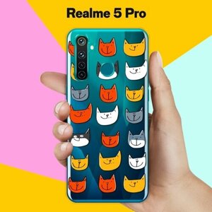 Силиконовый чехол на realme 5 Pro Коты / для Реалми 5 Про