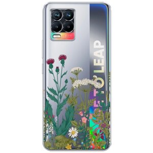 Силиконовый чехол на Realme 8 Pro / Реалми 8 Про "Дикие полевые цветы", прозрачный