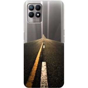 Силиконовый чехол на Realme 8i, Рилми 8 ай с 3D принтом "Road" прозрачный