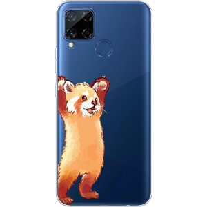 Силиконовый чехол на Realme C15 / Реалми С15 Красная панда в полный рост, прозрачный