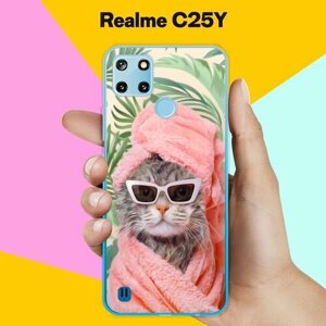 Силиконовый чехол на realme C25Y Чистый кот / для Реалми Ц25 Ай