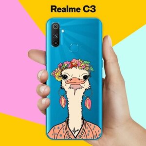 Силиконовый чехол на realme C3 Страус / для Реалми Ц3