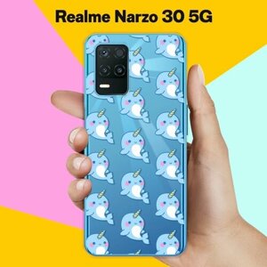 Силиконовый чехол на realme Narzo 30 5G Кит-единорог / для Реалми Нарзо 30 5 Джи