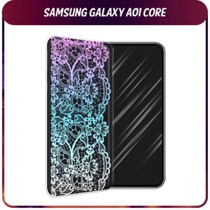 Силиконовый чехол на Samsung Galaxy A01 Core / Самсунг Галакси A01 Core "Радужный кружевной узор", прозрачный