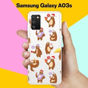 Силиконовый чехол на Samsung Galaxy A03s Ленивцы / для Самсунг Галакси А03с