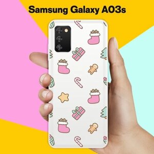 Силиконовый чехол на Samsung Galaxy A03s Узор новогодний / для Самсунг Галакси А03с