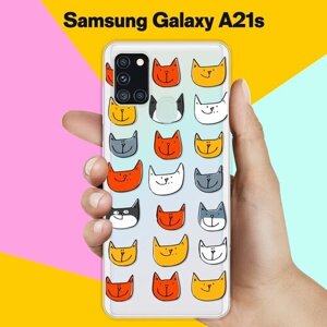 Силиконовый чехол на Samsung Galaxy A21s Коты / для Самсунг Галакси А21с