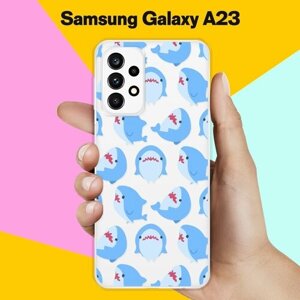 Силиконовый чехол на Samsung Galaxy A23 Акулы / для Самсунг Галакси А23 5 Джи