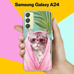 Силиконовый чехол на Samsung Galaxy A24 Кот В Очках / для Самсунг Галакси А24