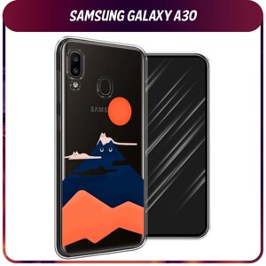 Силиконовый чехол на Samsung Galaxy A30/A20 / Самсунг Галакси A30/A20 "Кот-гора", прозрачный