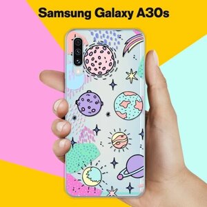Силиконовый чехол на Samsung Galaxy A30s Узор из планет / для Самсунг Галакси А30с