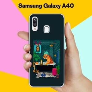 Силиконовый чехол на Samsung Galaxy A40 Тигр в ванной / для Самсунг Галакси А40