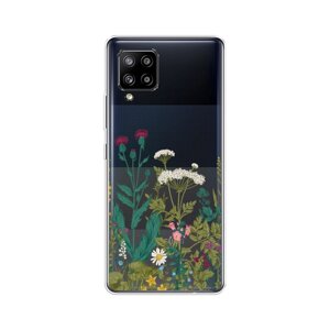 Силиконовый чехол на Samsung Galaxy A42 / Самсунг Галакси A42 "Дикие полевые цветы", прозрачный