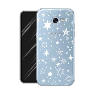 Силиконовый чехол на Samsung Galaxy A5 2017 / Самсунг Галакси A5 2017 "Звездочки графика белая", прозрачный