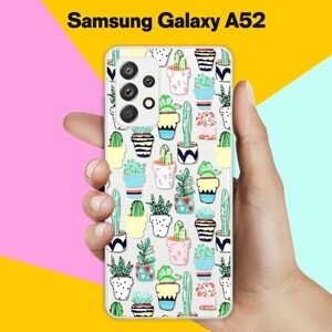 Силиконовый чехол на Samsung Galaxy A52 Узор из кактусов / для Самсунг Галакси А52