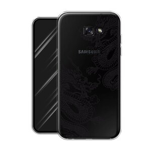 Силиконовый чехол на Samsung Galaxy A7 2017 / Самсунг Галакси A7 2017 "Два китайских дракона", прозрачный