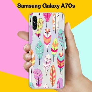 Силиконовый чехол на Samsung Galaxy A70s Перья / для Самсунг Галакси А70с