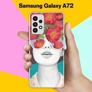 Силиконовый чехол на Samsung Galaxy A72 Дама в очках / для Самсунг Галакси А72