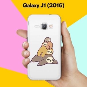 Силиконовый чехол на Samsung Galaxy J1 (2016) 3 ленивца / для Самсунг Галакси Джей 1 (2016)