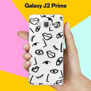 Силиконовый чехол на Samsung Galaxy J2 Prime Черты лица / для Самсунг Галакси Джей 2 Прайм