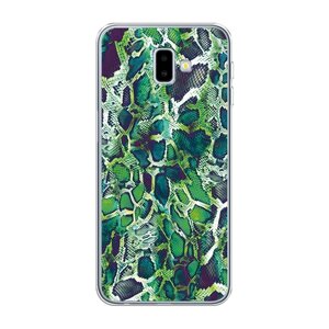 Силиконовый чехол на Samsung Galaxy J6 +Самсунг Галакси J6 Плюс 2018 Зеленая кожа змеи