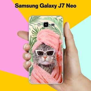 Силиконовый чехол на Samsung Galaxy J7 Neo Чистый кот / для Самсунг Галакси Джей 7 Нео