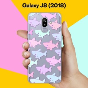 Силиконовый чехол на Samsung Galaxy J8 (2018) Акулы / для Самсунг Галакси Джи 8 2018