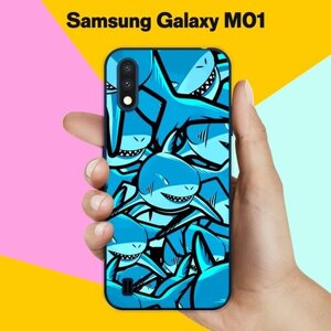 Силиконовый чехол на Samsung Galaxy M01 Акулы 10 / для Самсунг Галакси М01