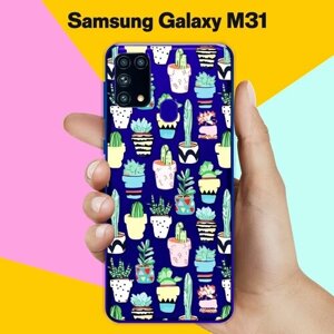 Силиконовый чехол на Samsung Galaxy M31 Узор из кактусов / для Самсунг Галакси М31