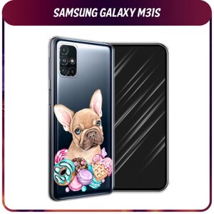 Силиконовый чехол на Samsung Galaxy M31s / Самсунг Галакси M31s "Бульдог и сладости", прозрачный