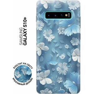 Силиконовый чехол на Samsung Galaxy S10+ с принтом "Голубые бабочки"