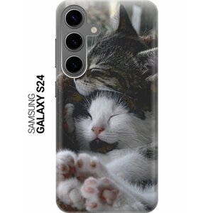 Силиконовый чехол на Samsung Galaxy S24 / Самсунг С24 с рисунком "Отдыхающие котики"