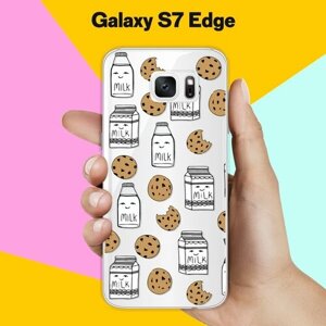 Силиконовый чехол на Samsung Galaxy S7 Edge Печеньки и молоко / для Самсунг Галакси С7 Едж