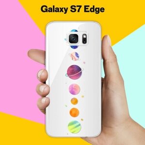 Силиконовый чехол на Samsung Galaxy S7 Edge Планеты в ряду / для Самсунг Галакси С7 Едж