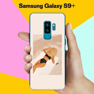 Силиконовый чехол на Samsung Galaxy S9+ Девушка на пляже / для Самсунг Галакси С9 Плюс