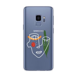 Силиконовый чехол на Samsung Galaxy S9 / Самсунг Галакси S9 "Минималистичный принт белый", прозрачный
