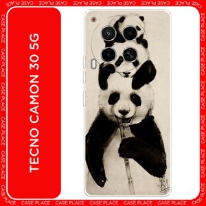Силиконовый чехол на Tecno Camon 30 5G / Текно Камон 30 5G Семейство панды