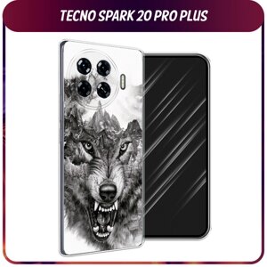 Силиконовый чехол на Tecno Spark 20 Pro Plus / Текно Спарк 20 Про Плюс "Волк в горах"