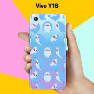 Силиконовый чехол на Vivo Y1S Акулы / для Виво Ю1С