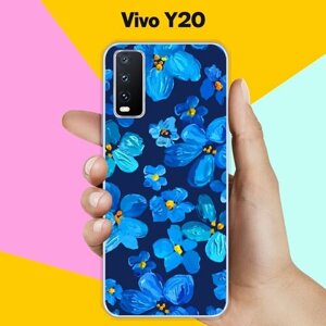 Силиконовый чехол на Vivo Y20 Синие цветы / для Виво Ю20