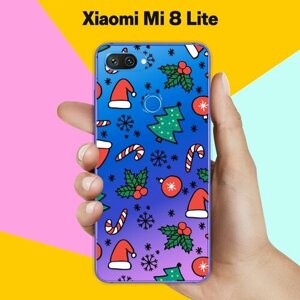 Силиконовый чехол на Xiaomi Mi 8 Lite Новогодний узор / для Сяоми Ми 8 Лайт